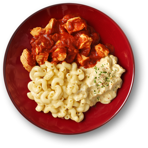 Buffalo Chicken with Creamy Mac & Cheese