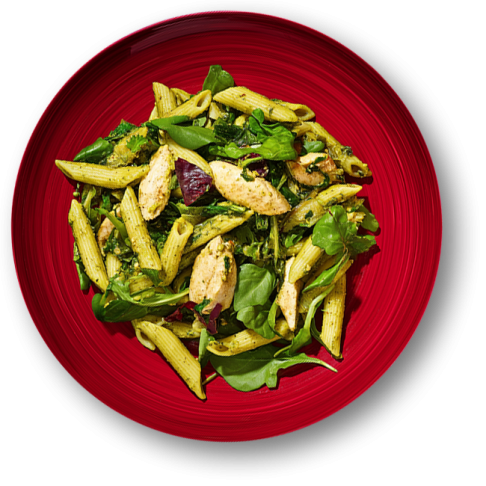 Pesto Chicken Pasta with Seasonal Greens
