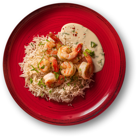 Creamy Garlic Prawns with Basmati Rice