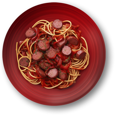 Beef Sausages with Pasta Napoletana