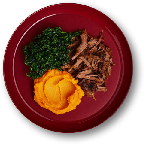 Texas BBQ Pulled Beef with Sweet Potato and Sautéed Kale