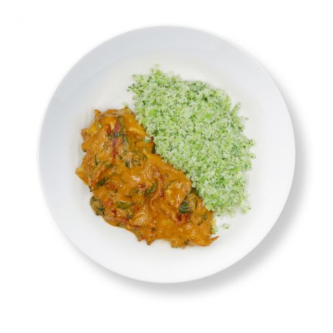 Keto Tuscan Chicken with Broccoli & Cauliflower Rice