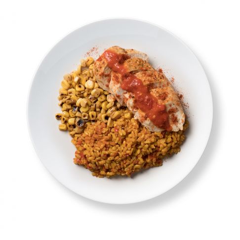 Peri Peri Chicken with Spicy Rice and Corn