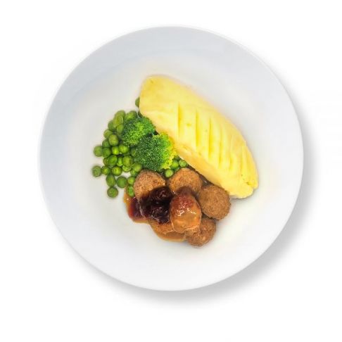 Swedish Meatballs with Mash Potato & Vegetables